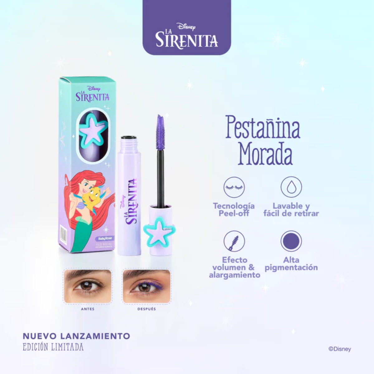Pestañina morada La sirenita Ruby Rose 12 g - Imagen 2